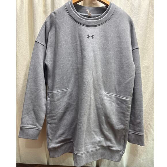 Under Armour Threadborne Long Gray Crew Neck Pull Over Sweatshirt Size Large - Picture 2 of 13